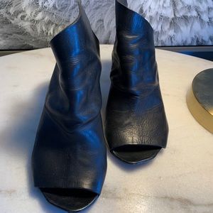 Black Leather Marsell Mules Slides